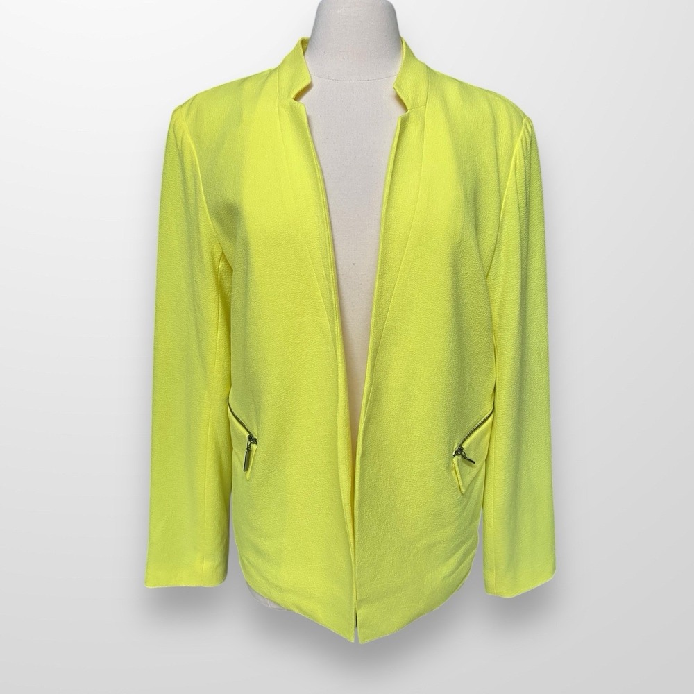 Robert Rodriguez Womans Size 16 Jacket Blazer Yellow Open Front Career Work